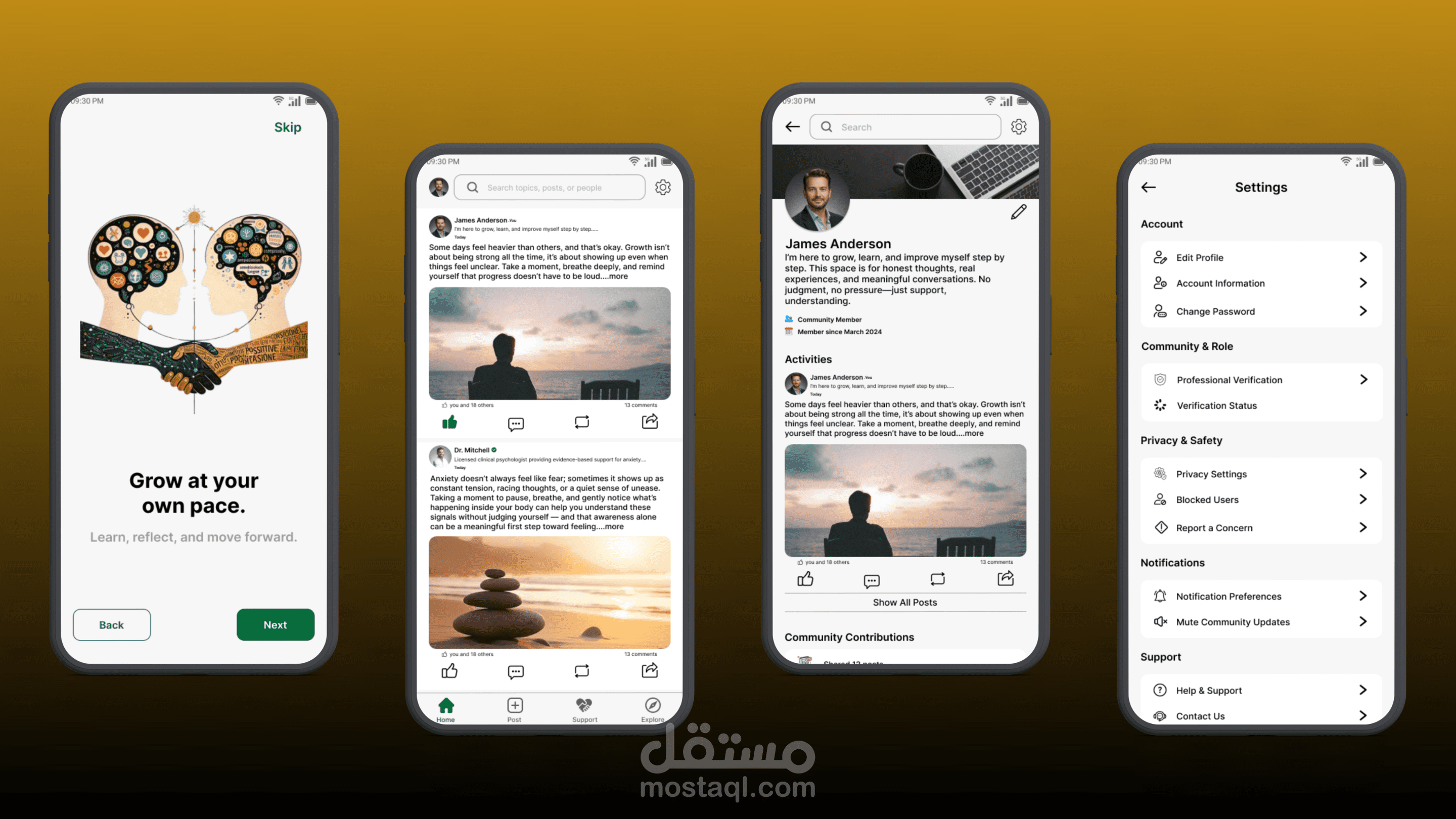 تطبيق دعم الصحة النفسية مع نظام أمان متكامل