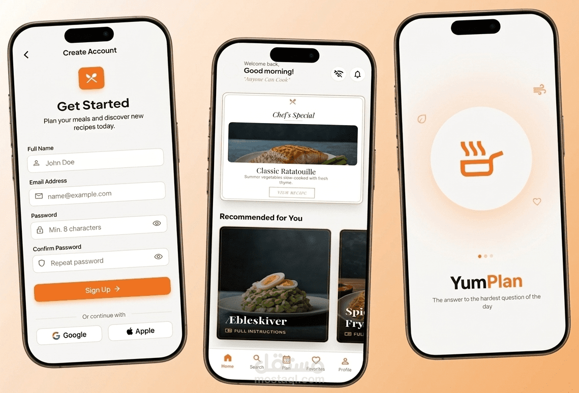 YummyPlanner هو تطبيق أندرويد قمت بتطويره باستخدام Java (Android Native) لمساعدة المستخدمين على اكتشاف وصفات طعام متنوعة وتنظيم وجباتهم اليومية بسهولة.