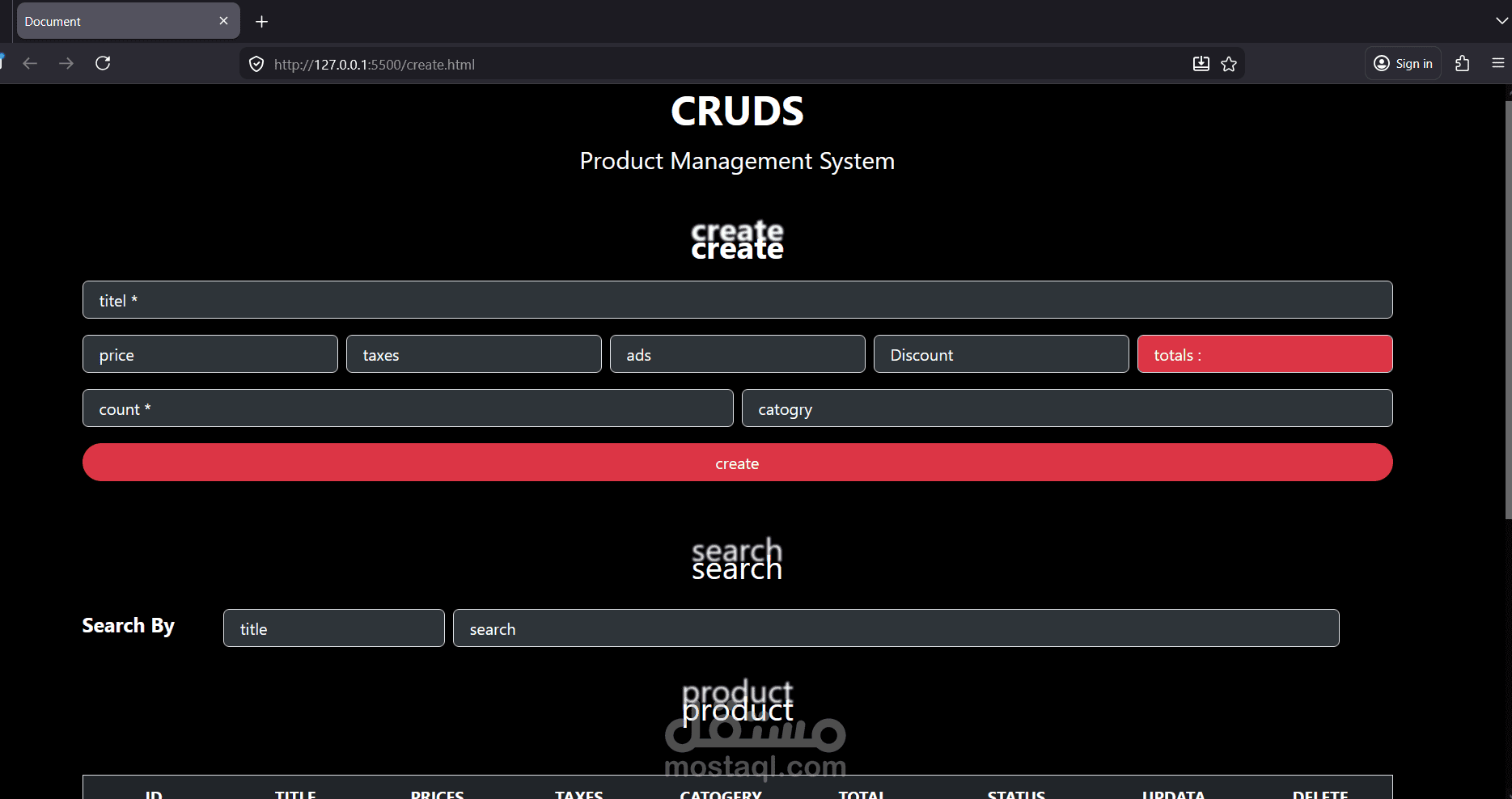 مطور واجهات خلفية لنظام إدارة بيانات متكامل (CRUD System)