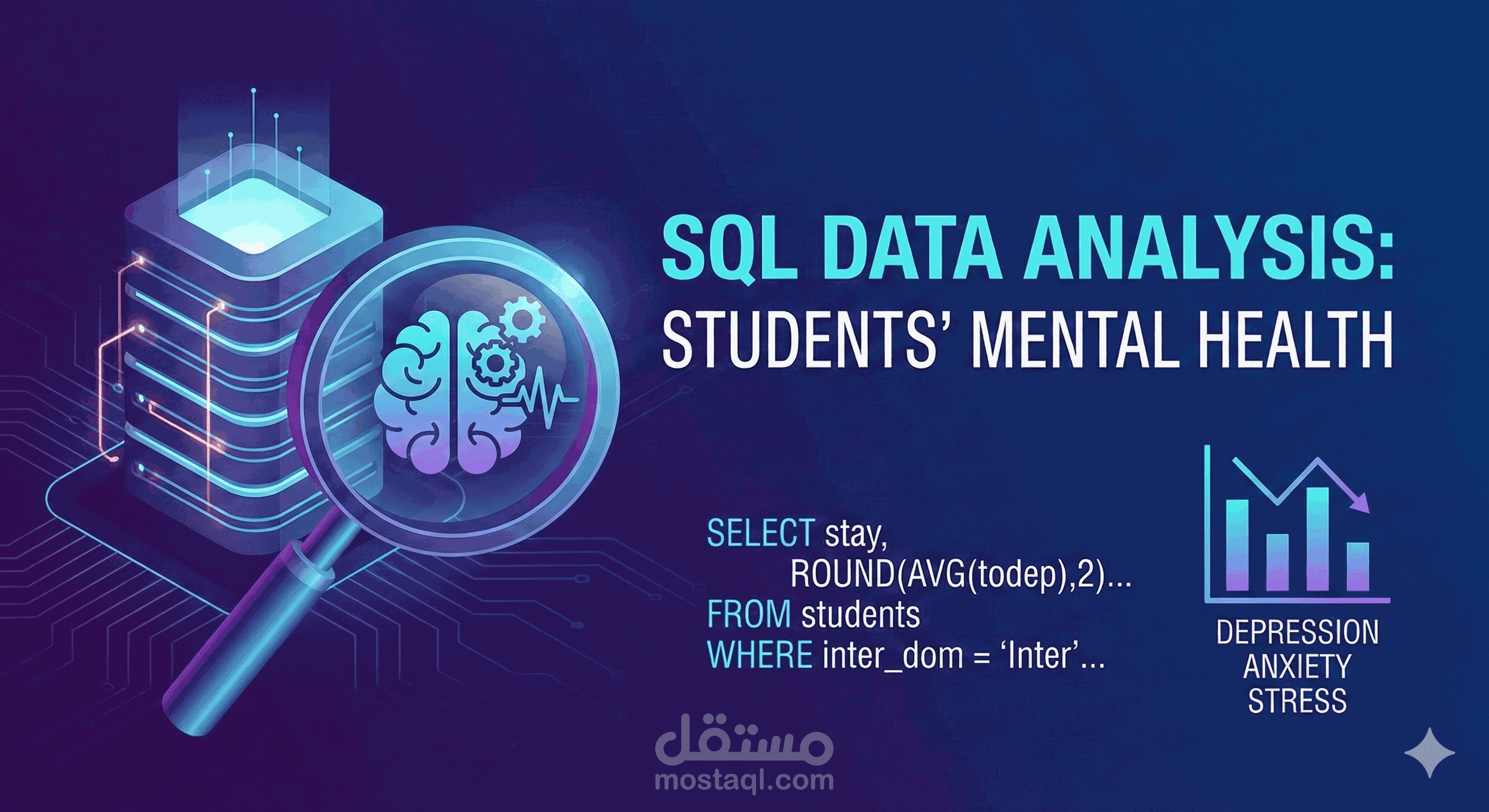 تحليل بيانات الصحة النفسية للطلاب الدوليين باستخدام SQL