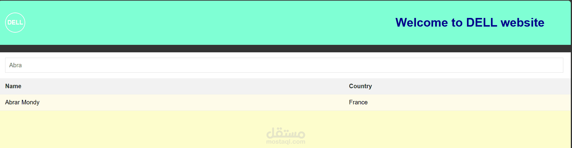 Interactive Search Page for Name Lookup