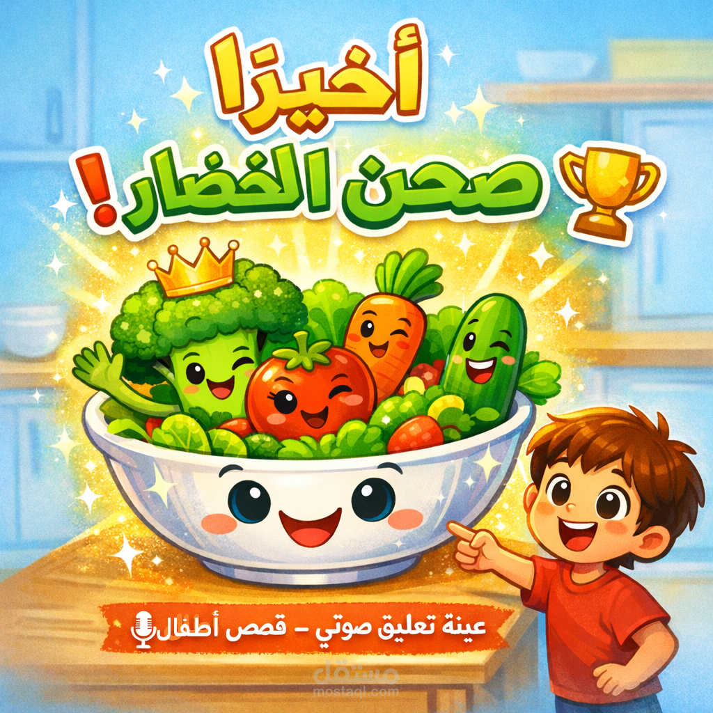 عينة من عمل _ قصة أطفال_وأخيرا فاز صحن الخضار-