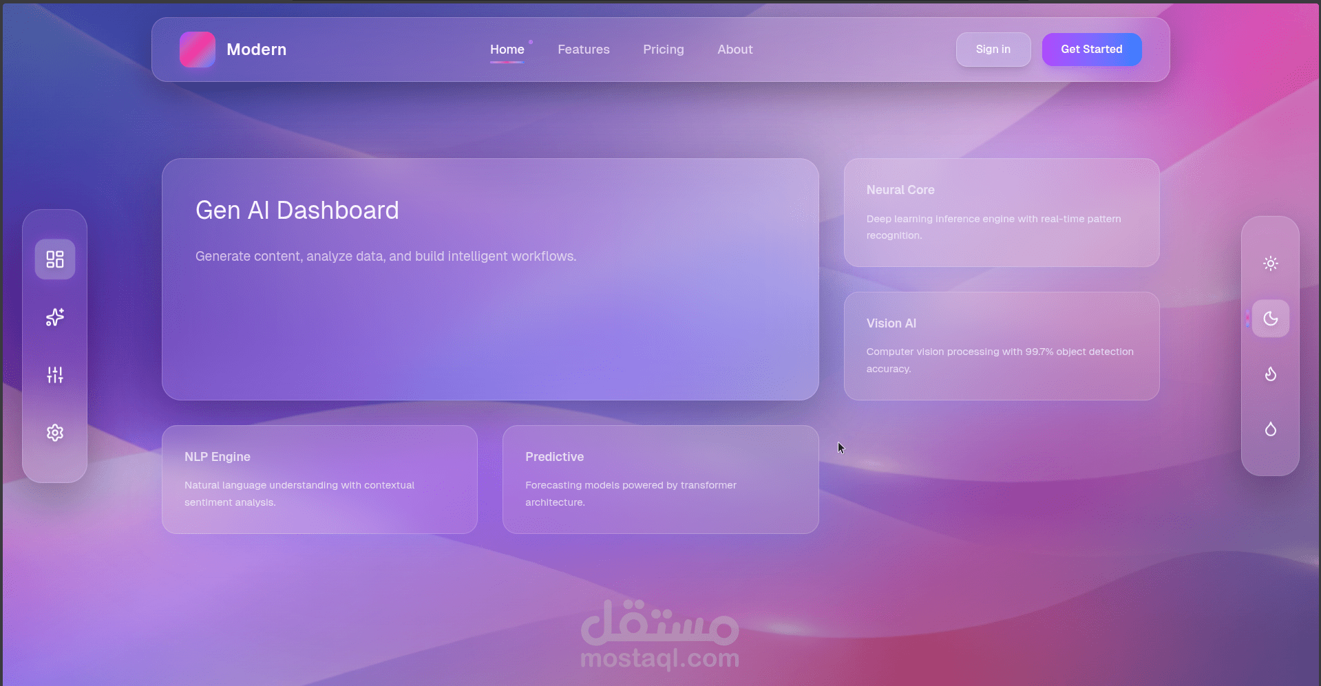 منصة ذكاء اصطناعي بواجهة حديثة وتجربة ثلاثية الأبعاد