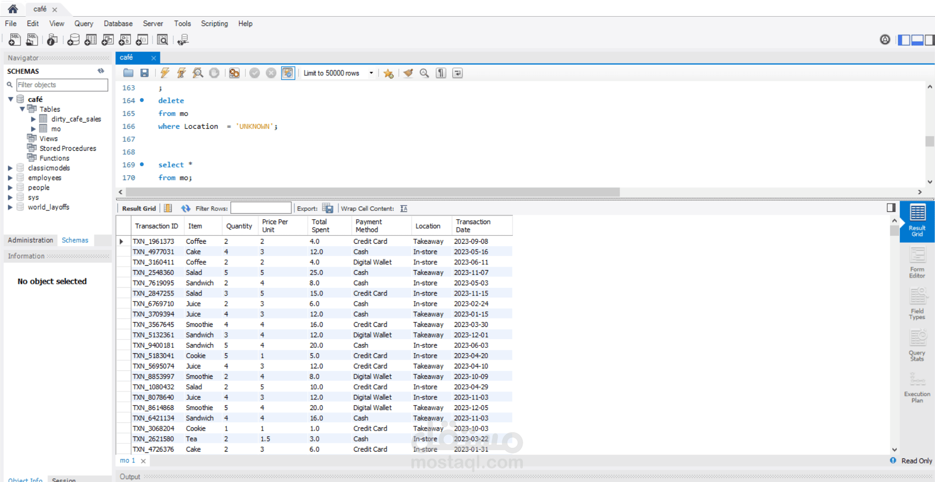 تنظيف ومعالجة بيانات مبيعات كافيه (Cafe Sales Data)