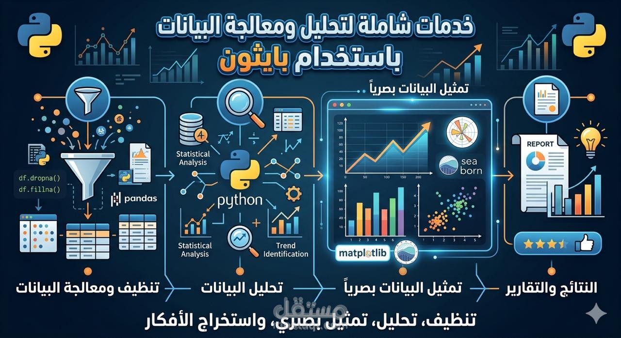 تنظيف ومعالجة  وتحليل البيانات وتمثيلها بصريا