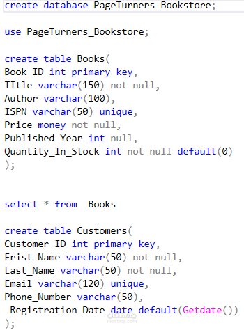 تصميم وإدارة قاعدة بيانات متكاملة لمتجر كتب باستخدام SQL