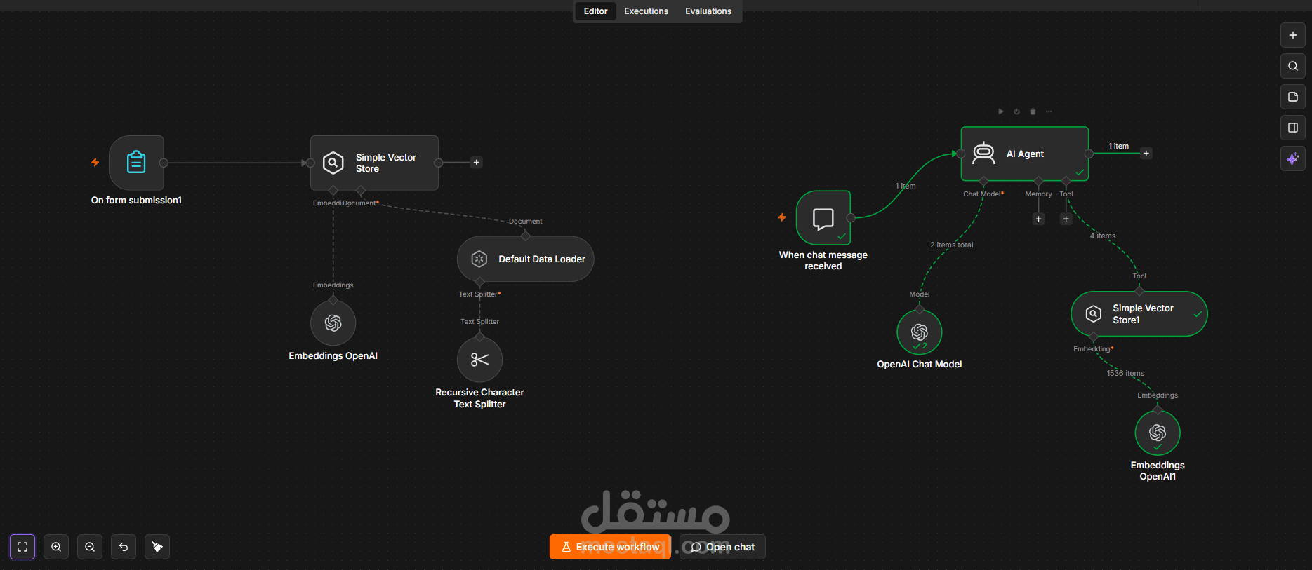 بناء نظام ذكاء اصطناعي مخصص (RAG Workflow) لقراءة المستندات والاستجابة الذكية باستخدام n8n وOpenAI