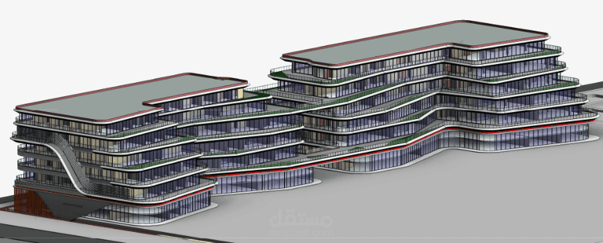 نمذجة نموذج BIM لمشروع تجاري كبير، وضمان تنسيق الـBIM وتحيين (تحديث) المخططات باستمرار.