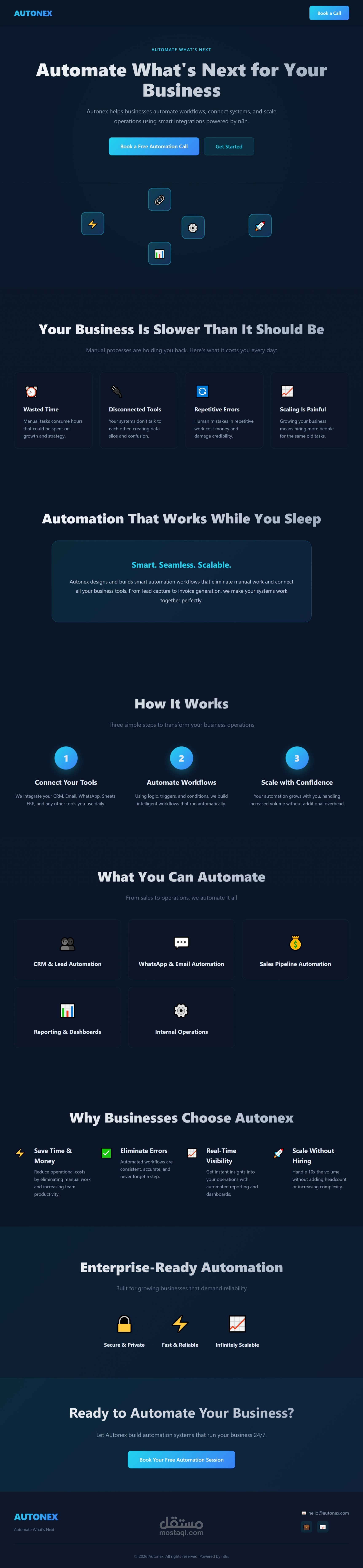 Landing page for an automation project