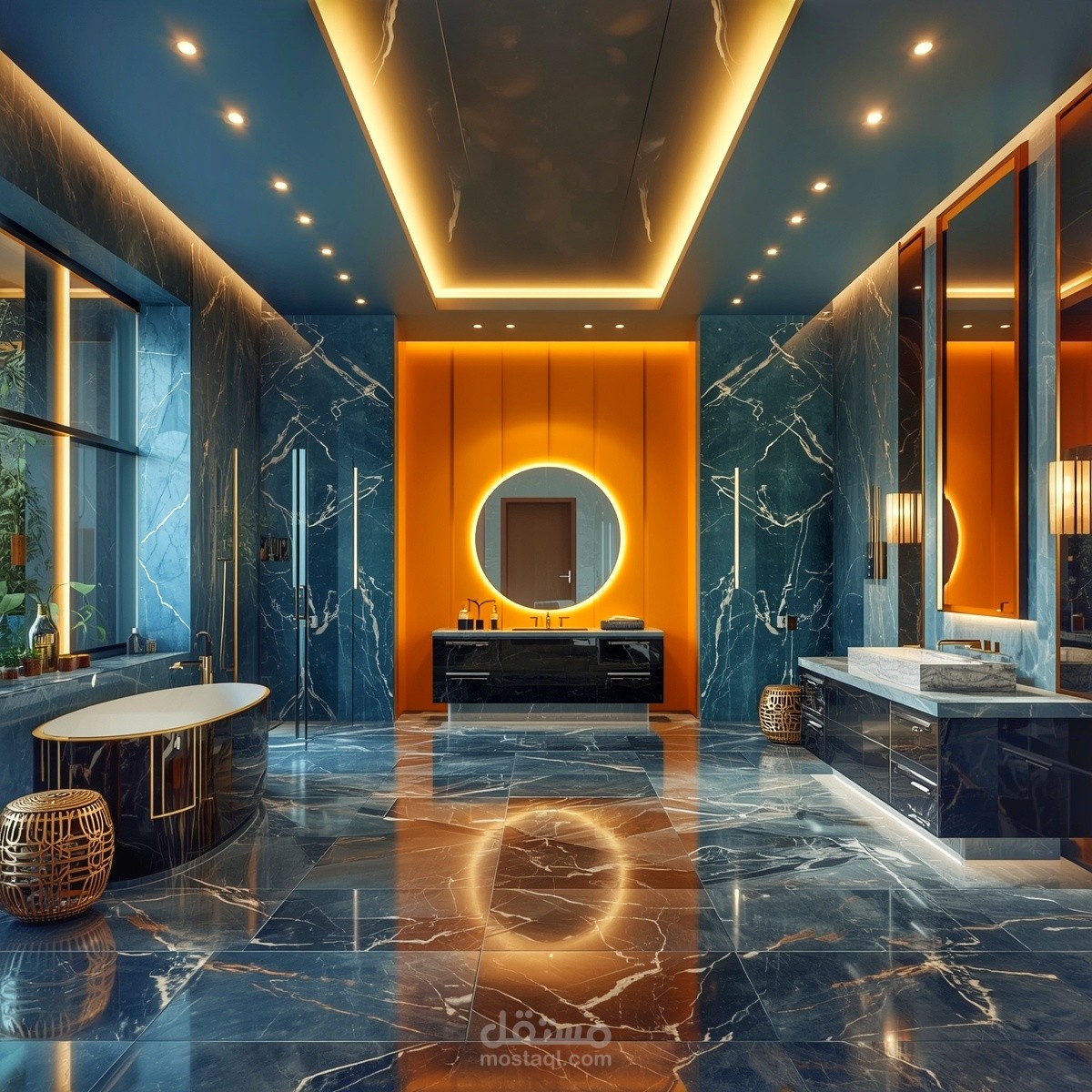 حمّام فاخر وجريء بلمسات معاصرة