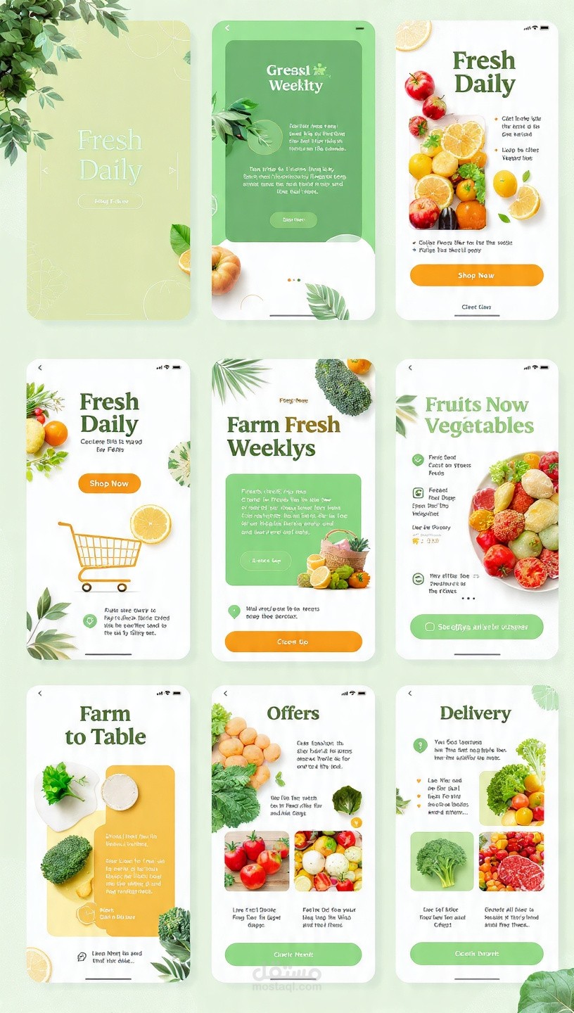Fresh Daily - Organic Fruits & Vegetables Grocery App UI