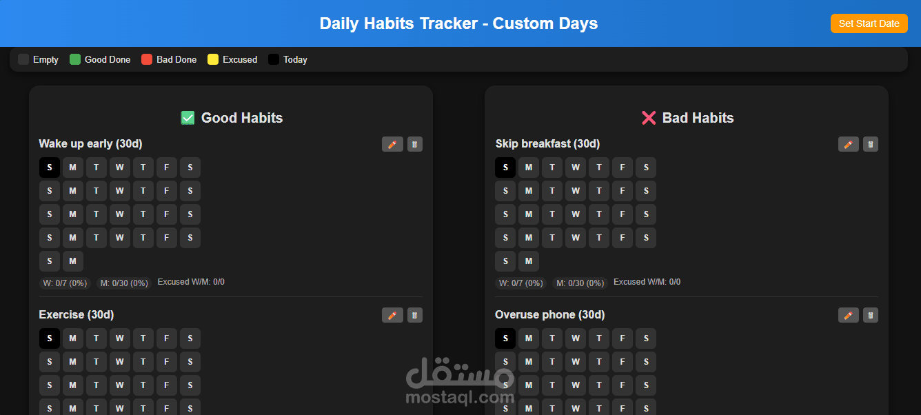 Daily Habits Tracker Web Application
