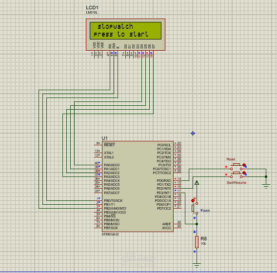 ساعة إيقاف باستخدام المتحكم الدقيق ATmega32