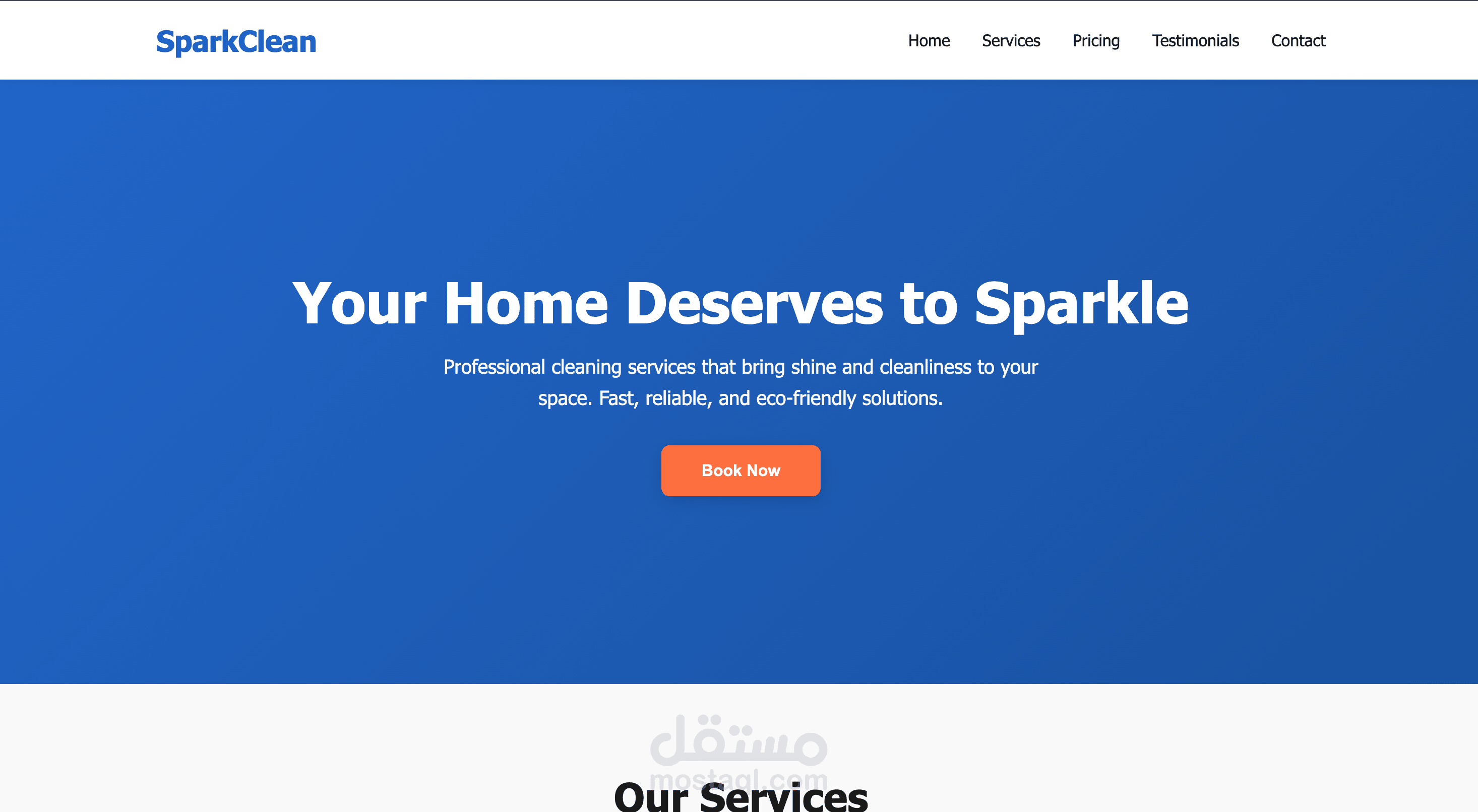 تصميم وتطوير صفحة هبوط احترافية لشركة خدمات تنظيف "SparkClean"