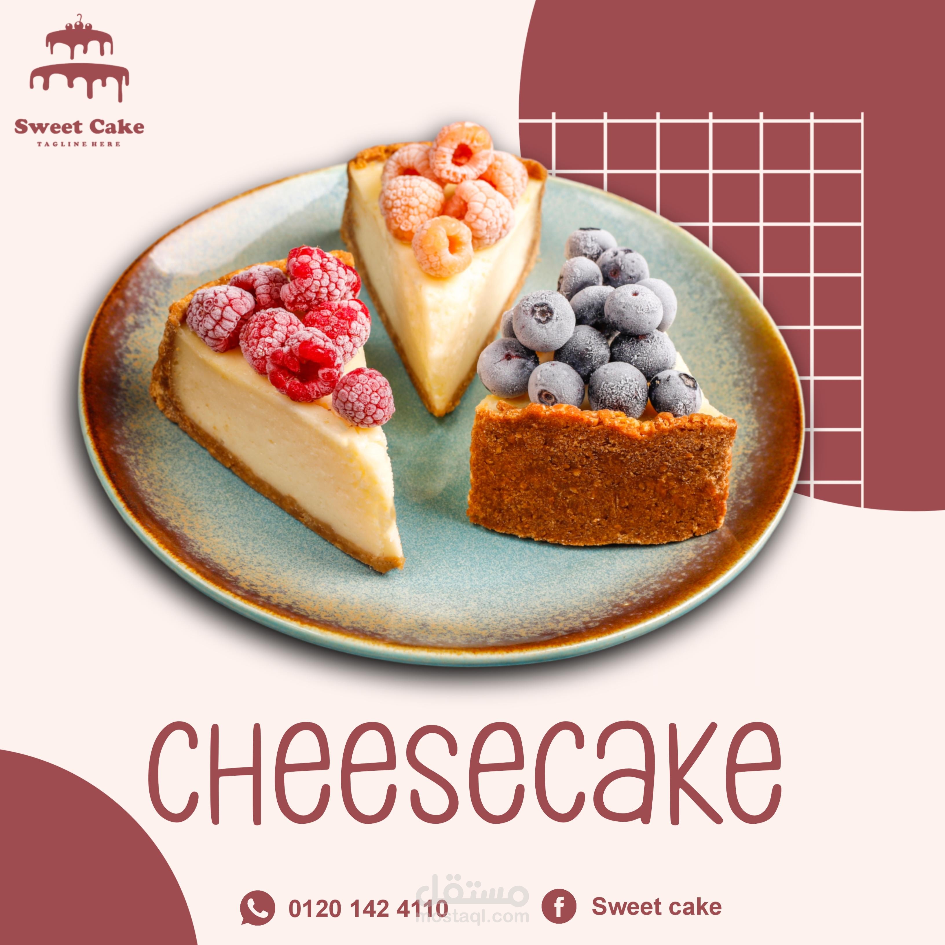 Designing an advertisement for a cheesecake shop