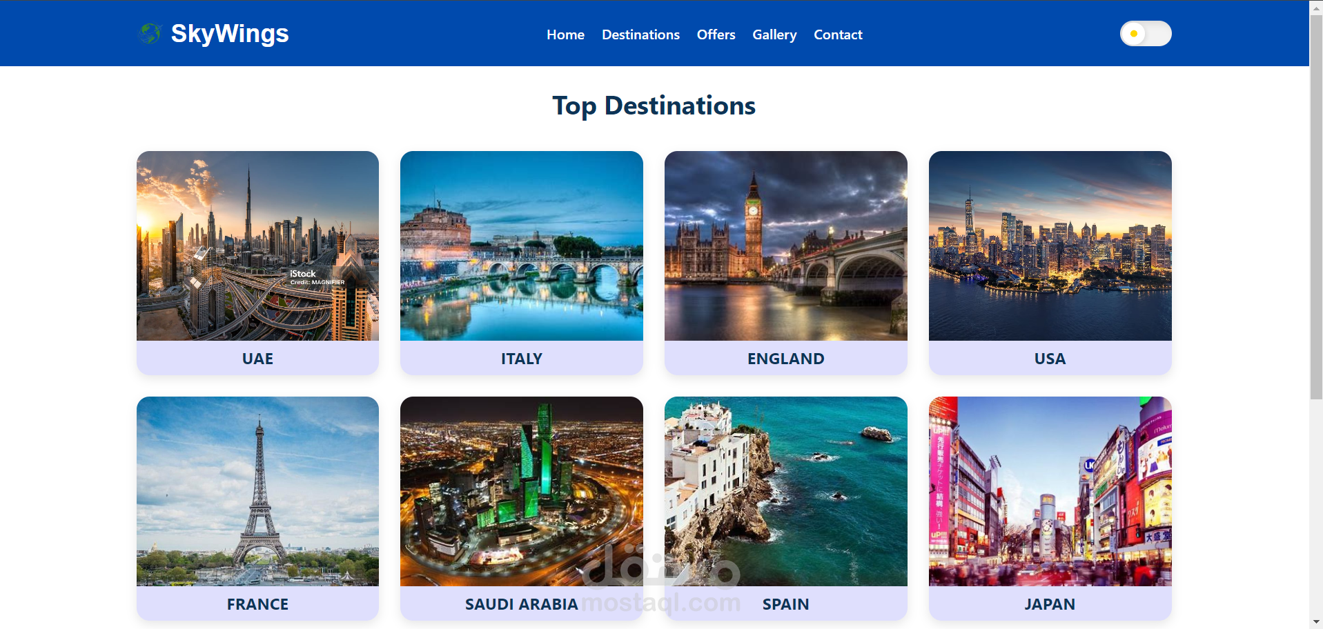 SkyWings Airlines frontend website
