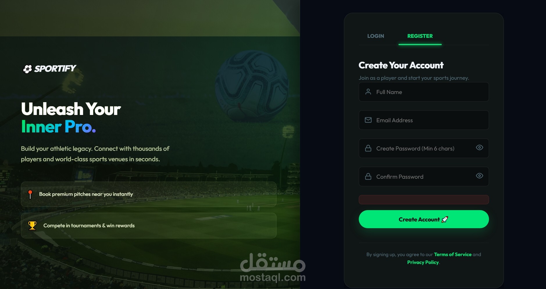 موقع إلكتروني لحجز الملاعب الرياضية يتيح للمستخدمين البحث عن الملاعب المتاحة