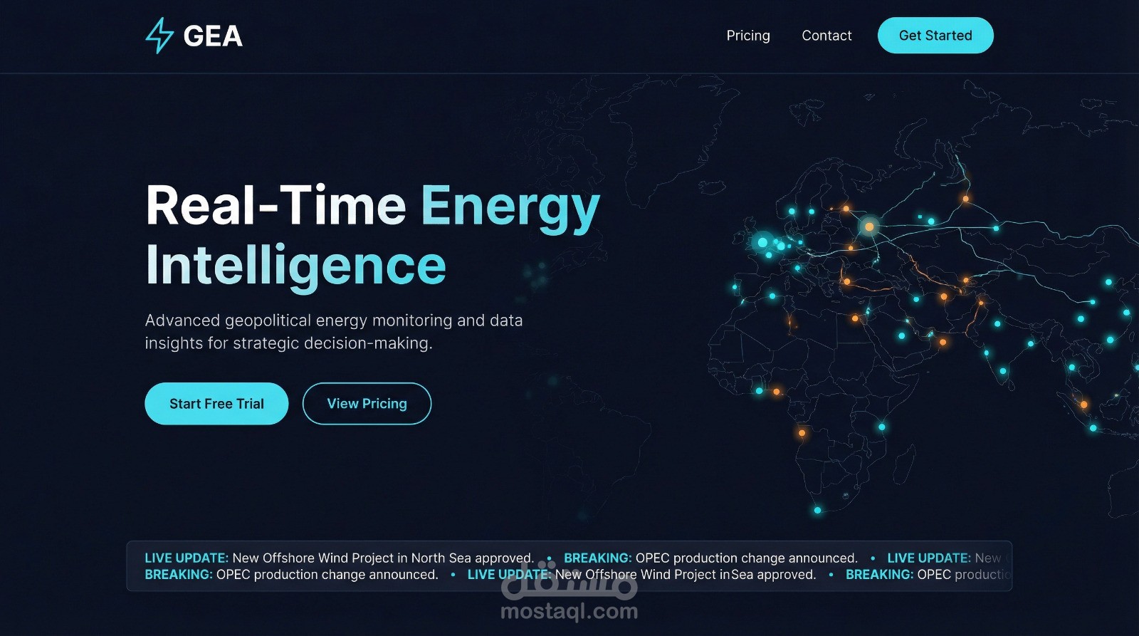 منصة متكاملة لرصد أحداث الطاقة الجيوسياسية في الوقت الفعلي — Global Energy Atlas