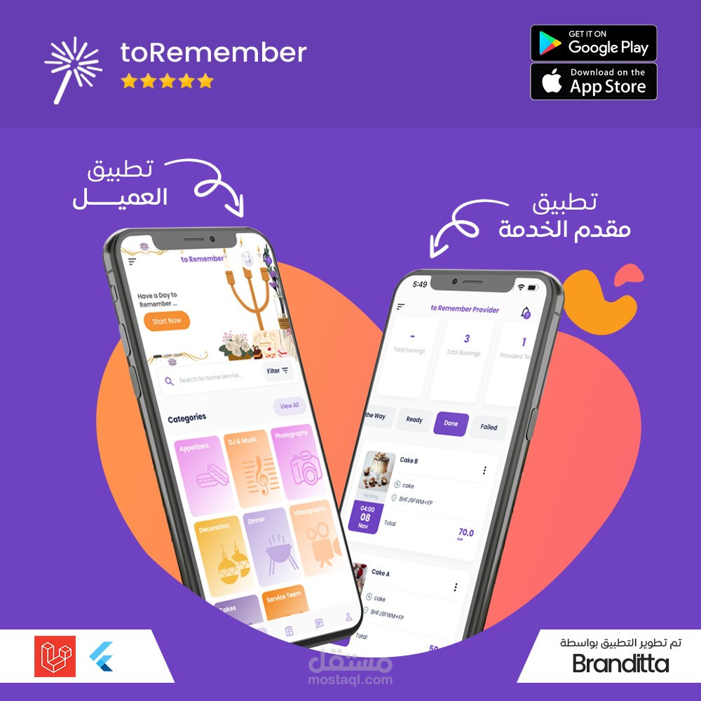 تطوير تطبيق حجز مواعيد للأفراح والمناسبات متكامل للأندرويد و الأيفون مع لوحة تحكم