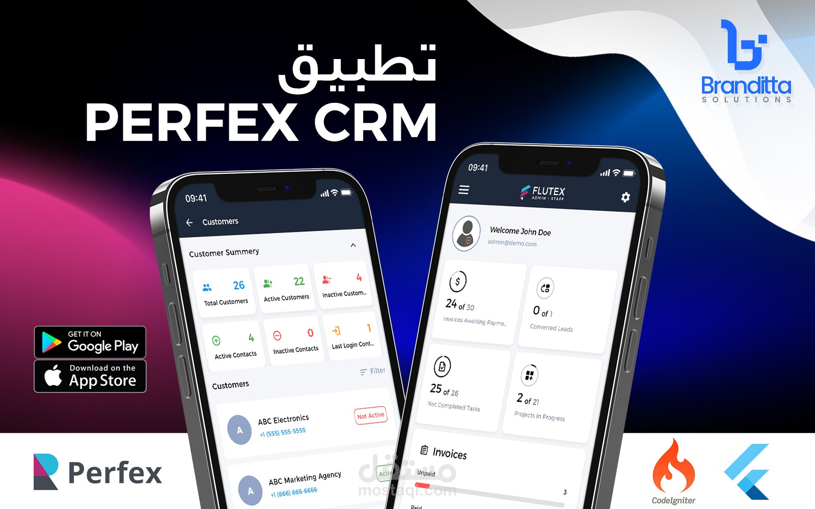 تطوير تطبيق CRM متكامل للأندرويد و الأيفون مع موديول ربط API