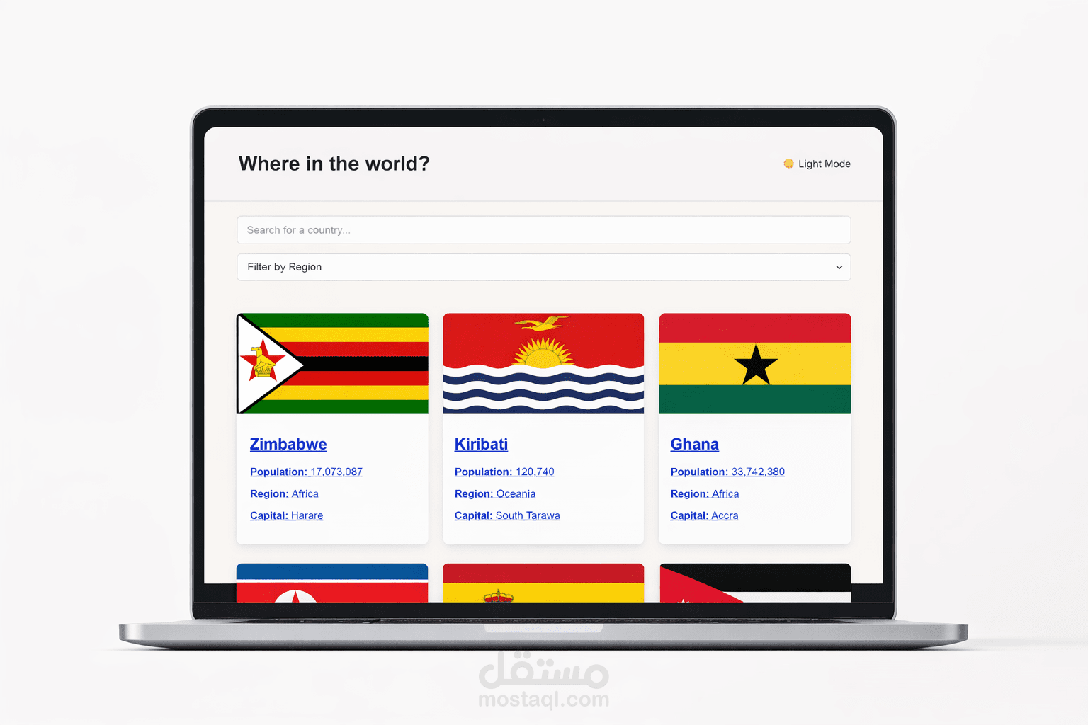 تطبيق استكشاف الدول – React Countries Explorer (REST Countries API)