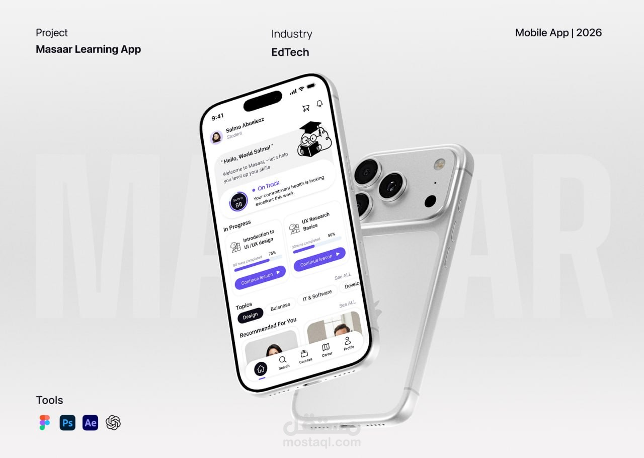 Masaar E-learning app ui ux case study