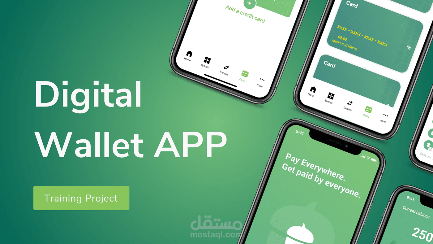 تصميم تطبيق محفظة إلكترونية – Fintech Wallet App UI/UX