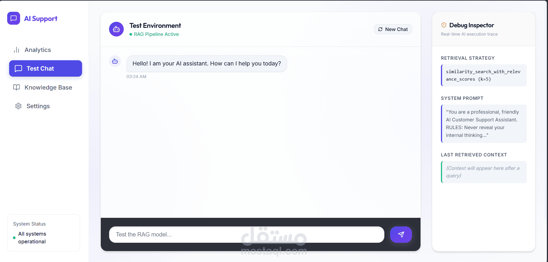 بناء مساعد دعم فني ذكي (AI Chatbot) متكامل