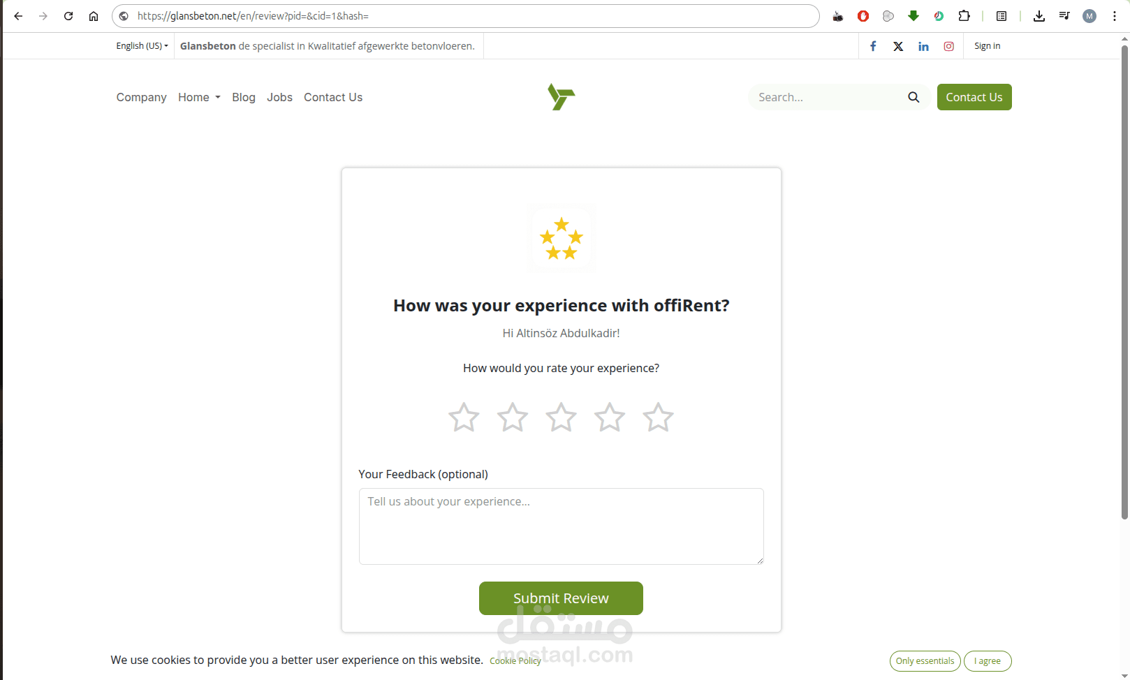Custom Odoo 18 portal review for Glansbeton