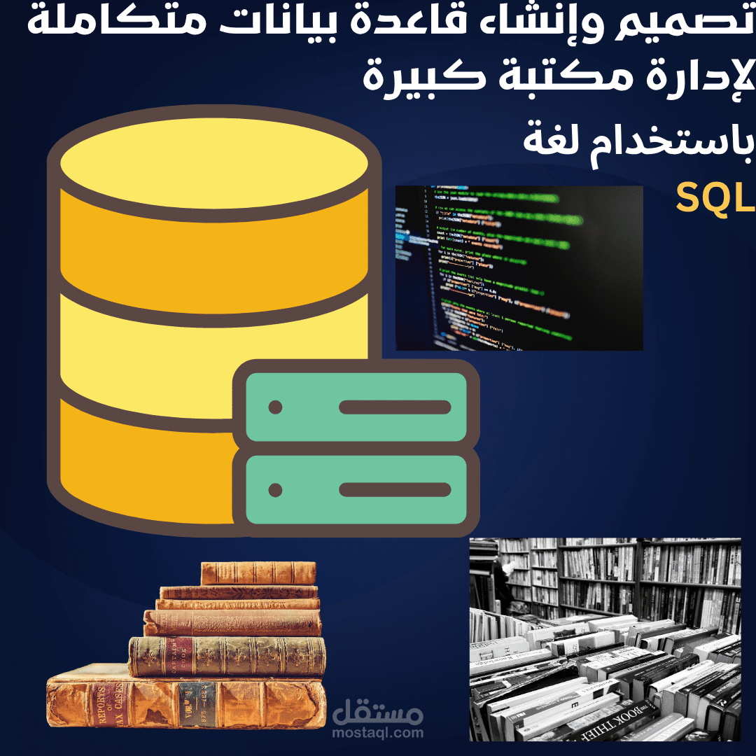 تصميم وإنشاء قاعدة بيانات متكاملة لإدارة مكتبة كبيرة باستخدام SQL