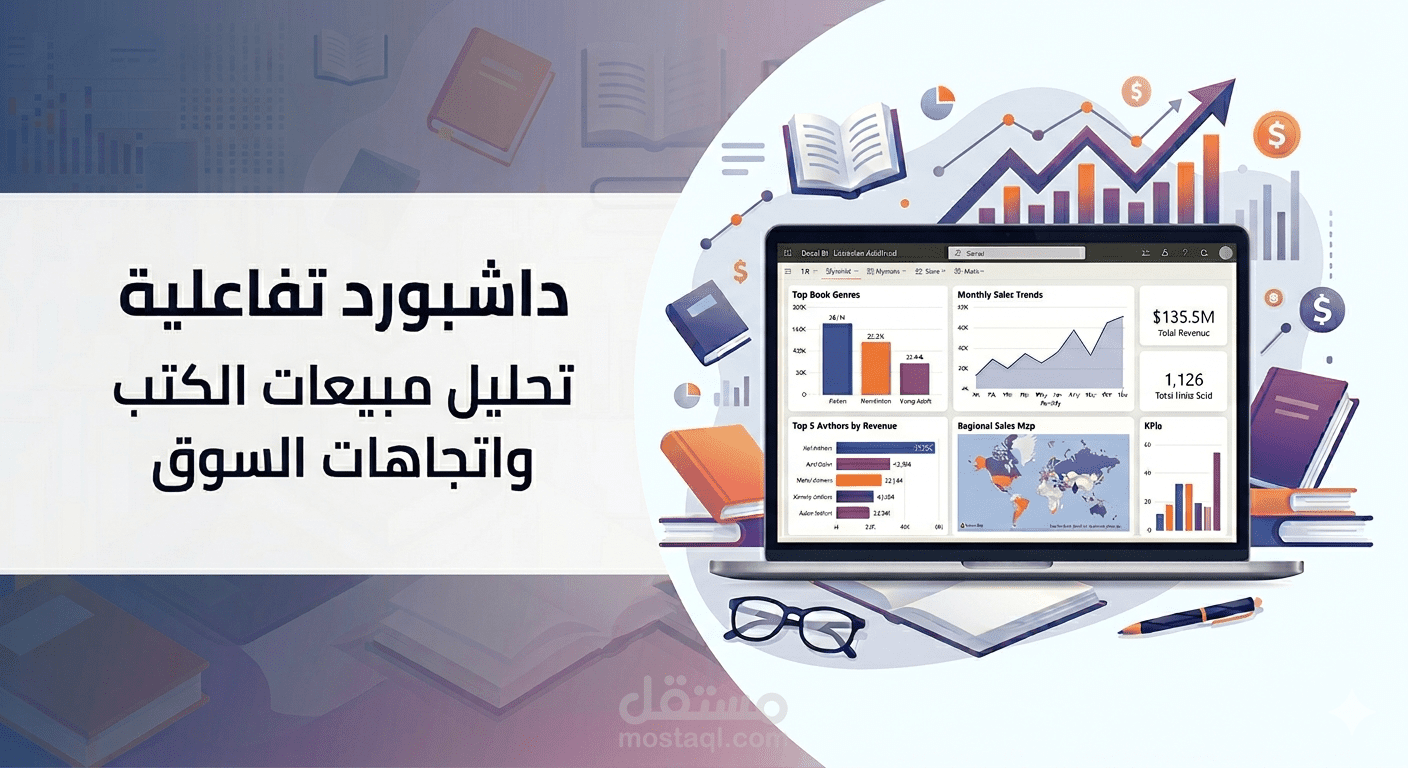 مشروع لتحليل مبيعات الكتب واتجاهات السوق باستخدام Power BI