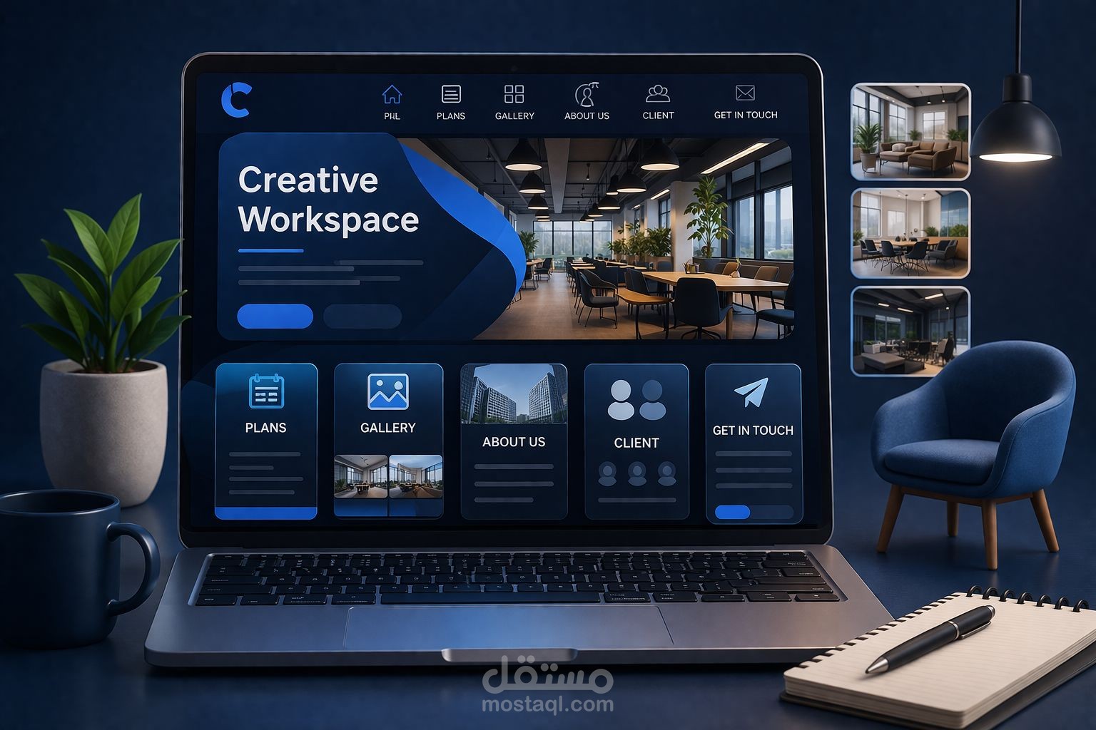 تصميم موقع CreatiVibe – موقع احترافي لمساحات العمل المشتركة (Coworking Space)
