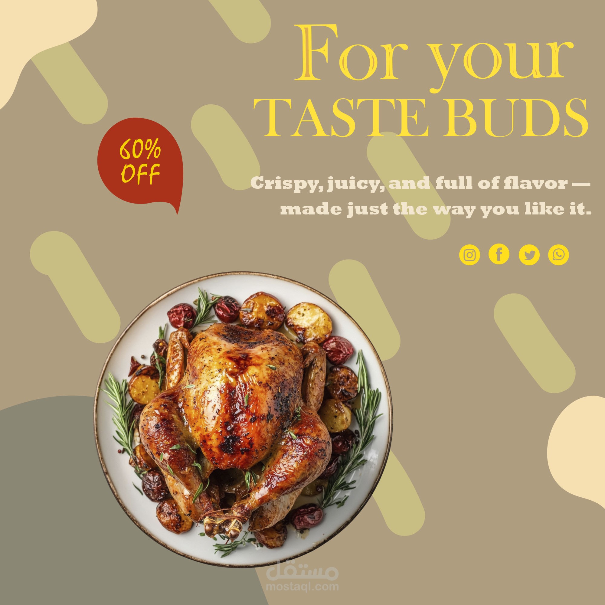 تصميم إعلان سوشال ميديا جذاب لمطعم وجبات سريعة