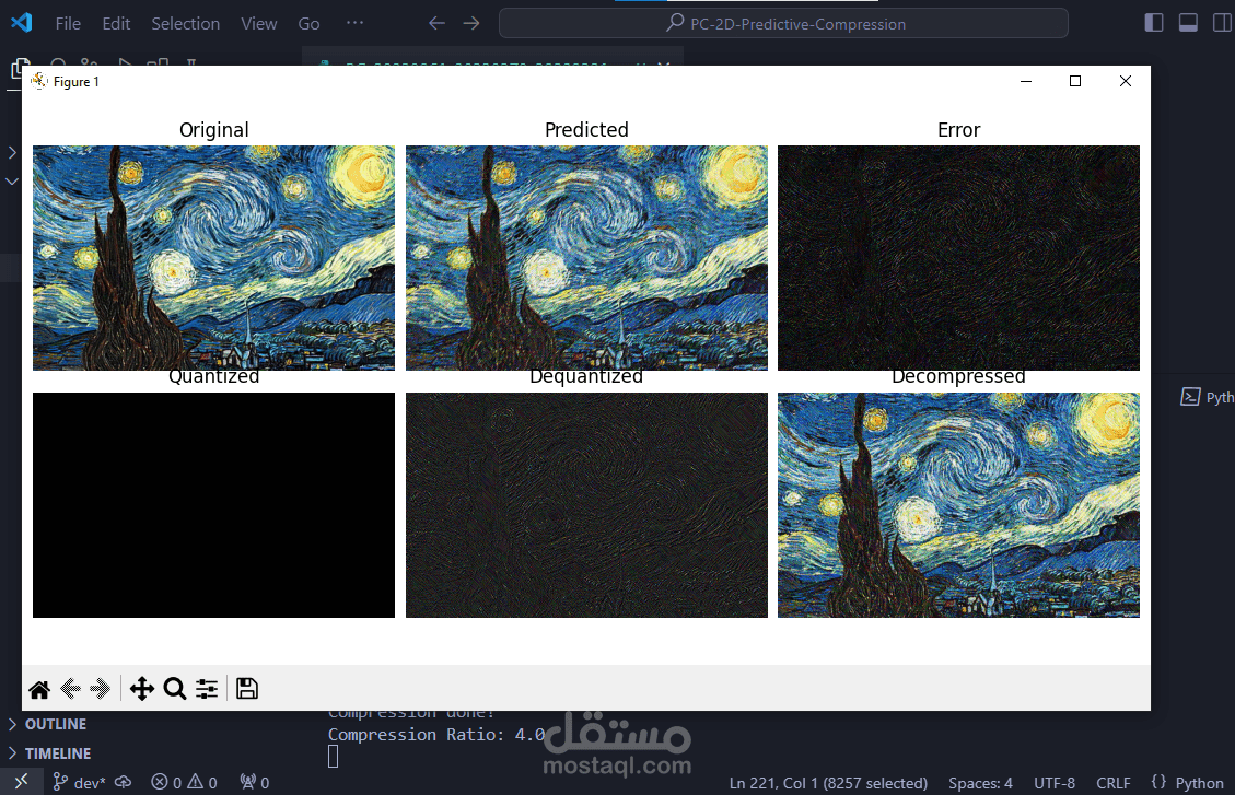 تطبيق ضغط صور تنبؤي ثنائي الأبعاد بلغة Python