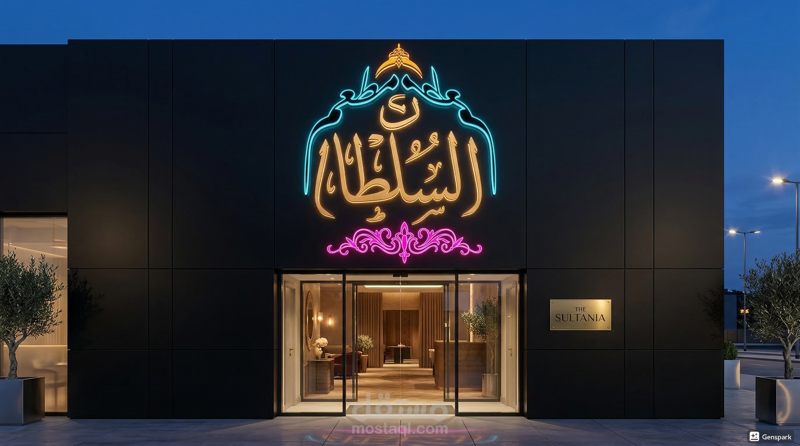 تصميم شعار "مطعم السلطان" (Neon Style)