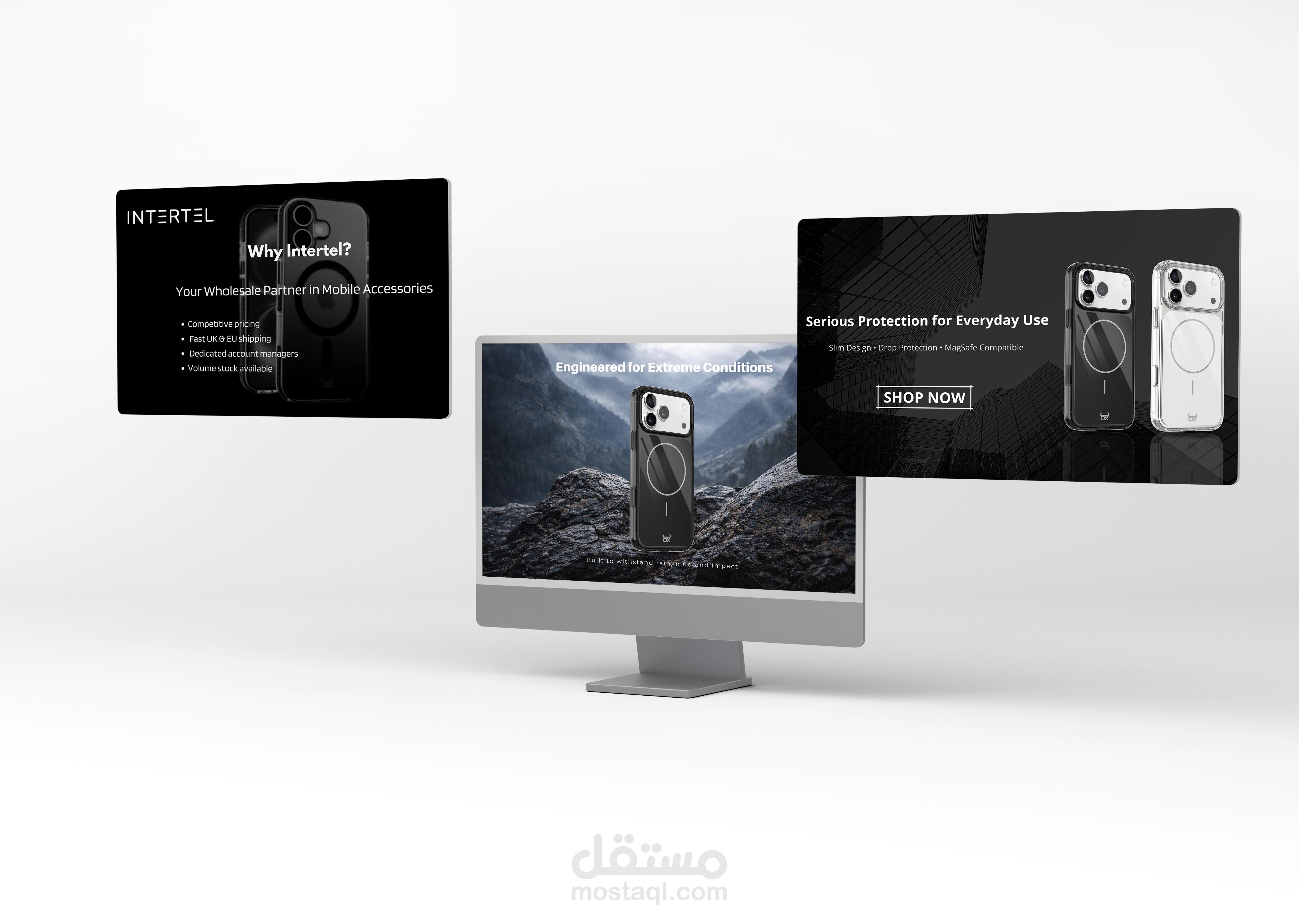 تصميم بنرات موقع إلكتروني لشركة متخصصة في كفرات الآيفون