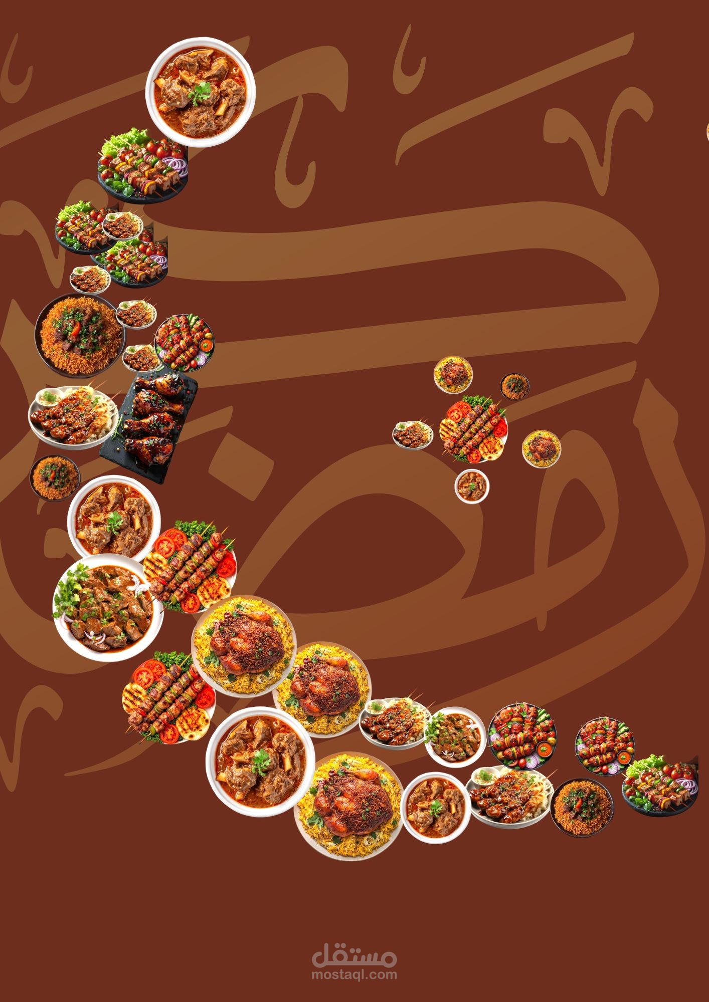 تصميم اعلان احترافى للمشاويات على شكل هلال رمضان