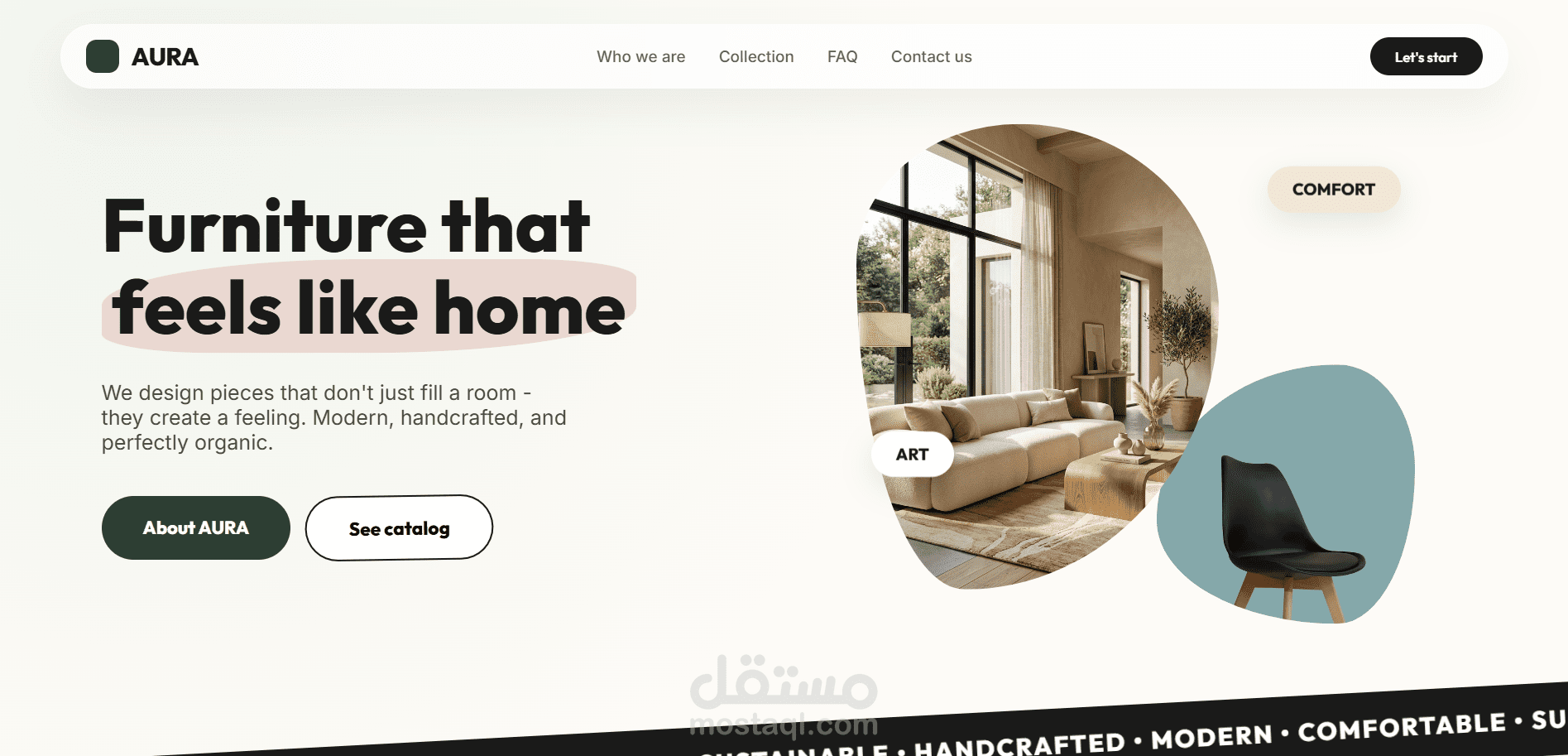صفحة هبوط (Landing Page) لموقع متخصص في الأثاث