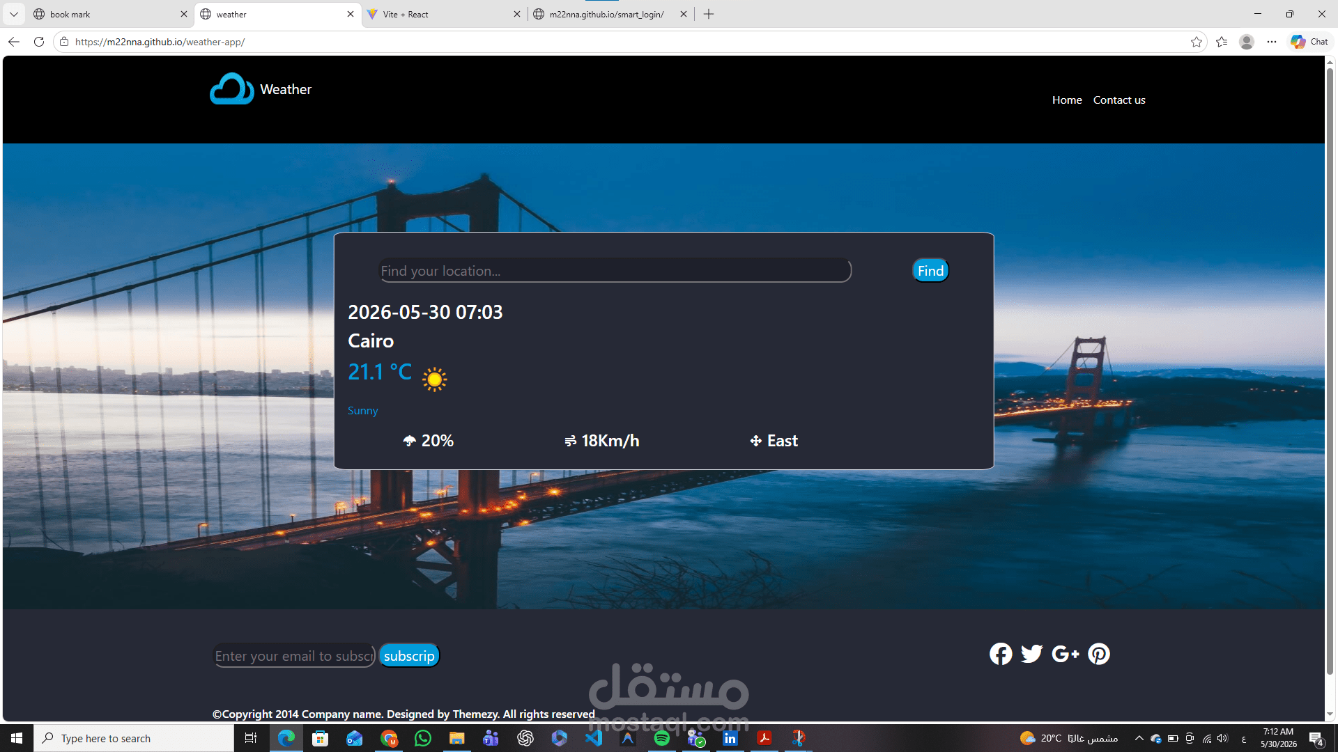 موقع لعرض معلومات الطقس