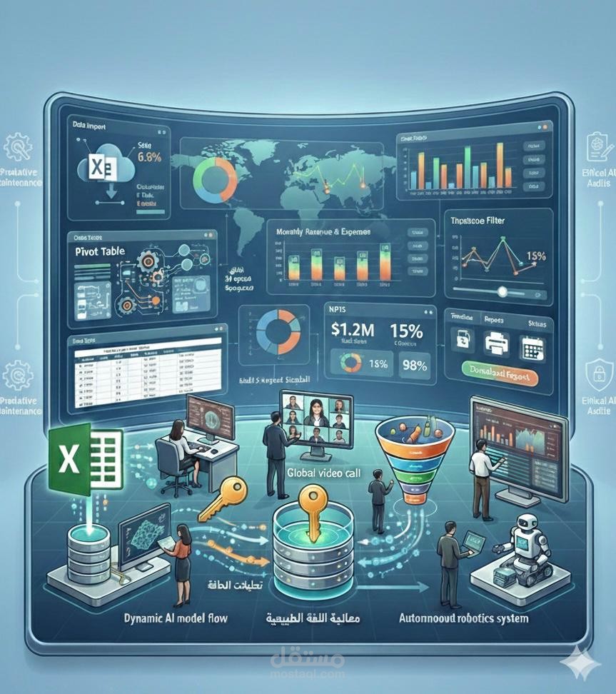 تحليل بيانات Excel وإنشاء لوحات تحكم تفاعليDashboard