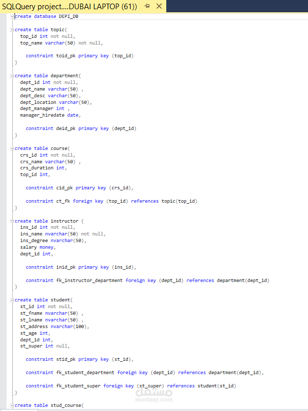 تحليل بيانات باستخدام sql واستخراج تقارير متقدمه لدعم اتخاذ القرار
