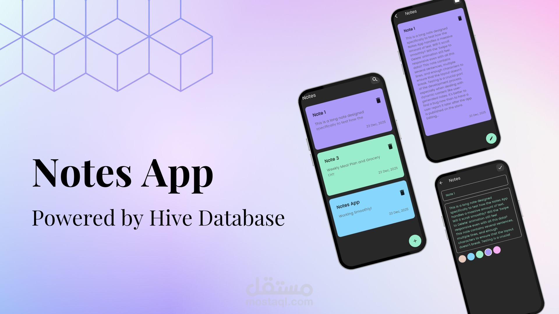 تطبيق تدوين الملاحظات مع تخزين بيانات محلي (Notes App with Hive)