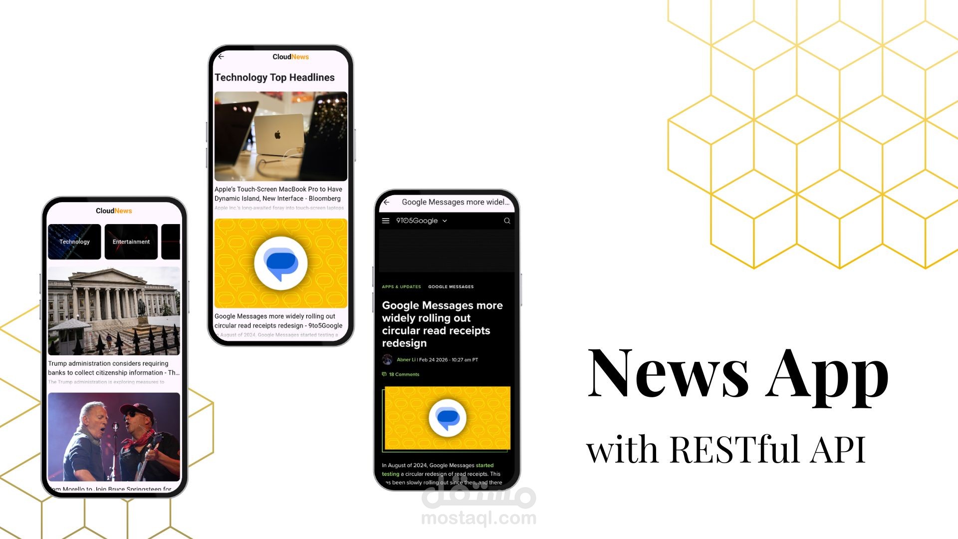 تطبيق لعرض الأخبار العالمية لحظياً (Flutter News App with Rest API)
