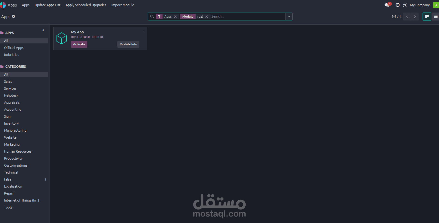 Worked in real estate project using odoo18.