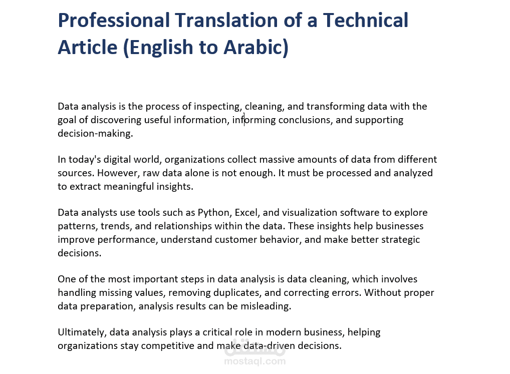 ترجمة احترافية لمقال تقني من الإنجليزية إلى العربية