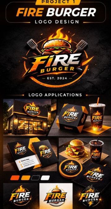 تصميم شعار احترافي لمطعم برجر عصري