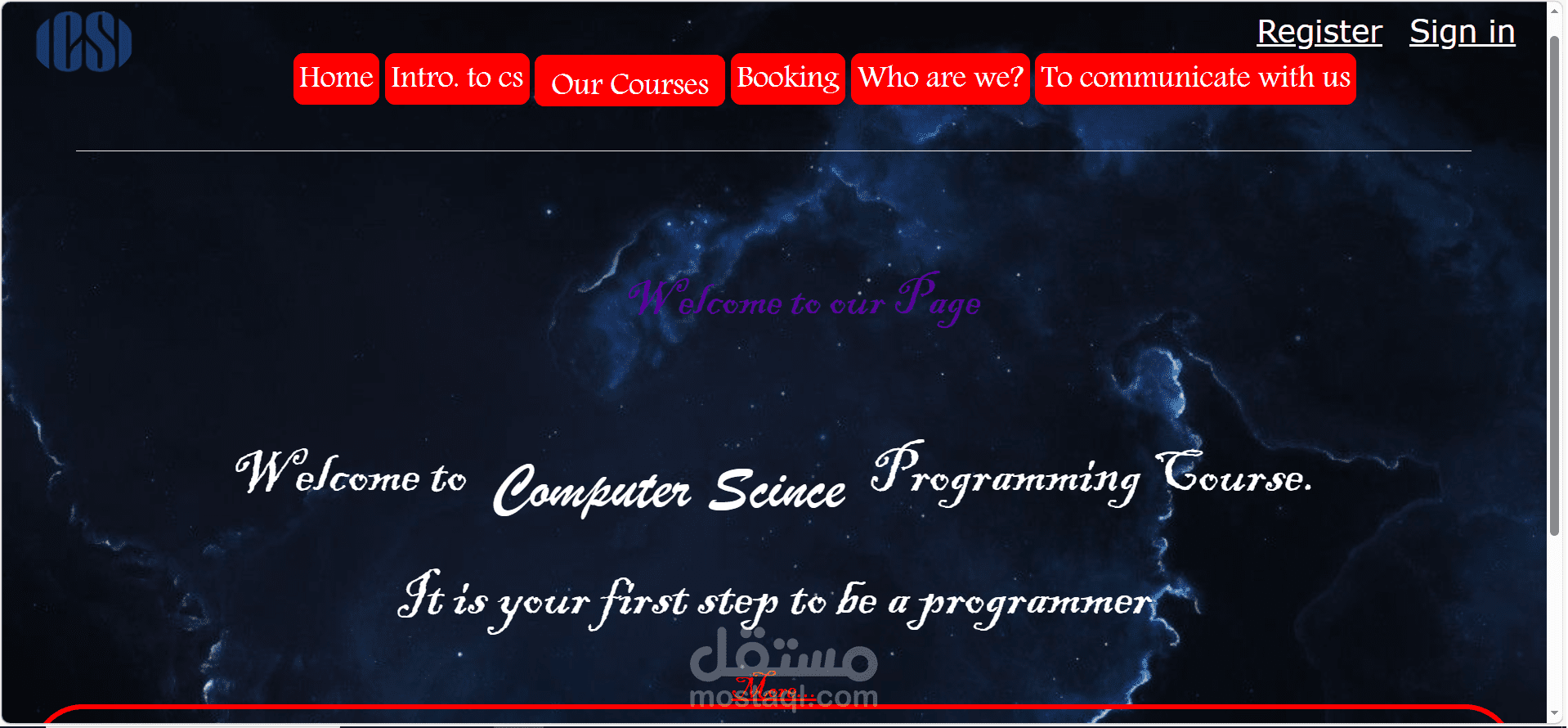 موقع ويب بسيط باستخدام HTML و CSS لمركز دورات تدريبية