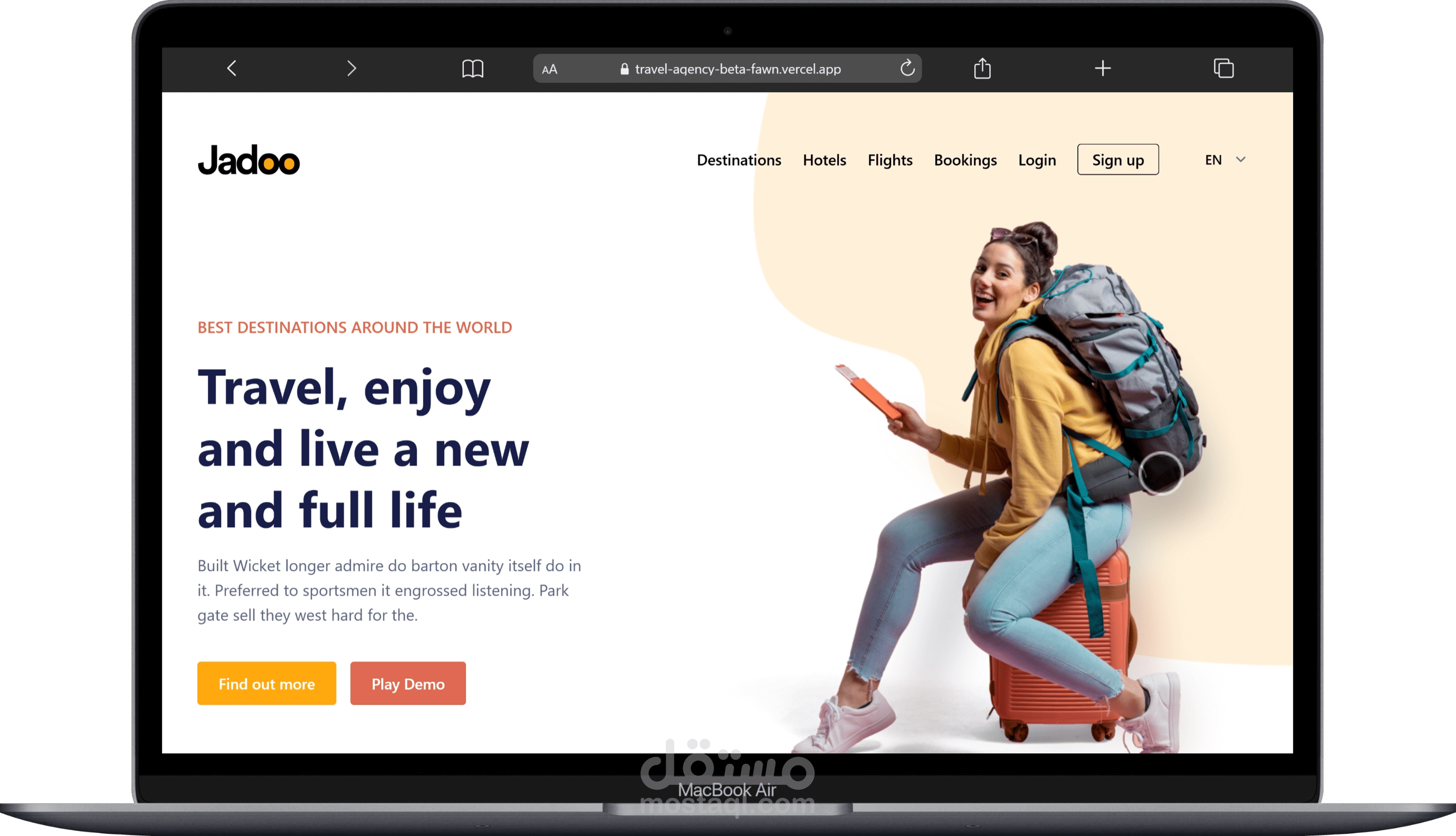 تصميم وتطوير Landing Page احترافية لشركة سياحة