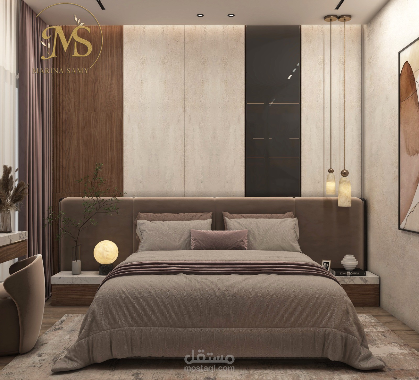 تصميم داخلى لغرفه النوم الرئيسيه