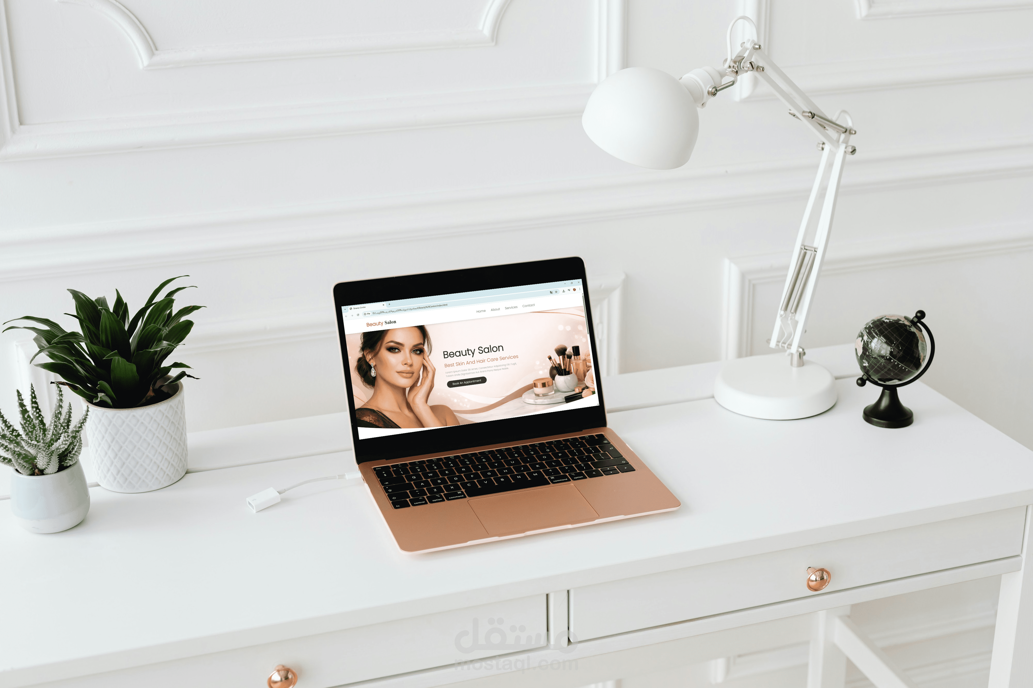 تصميم واجهة مستخدم (Landing Page) فاخرة لصالون تجميل وعناية - تجربة عصرية ومتجاوبة